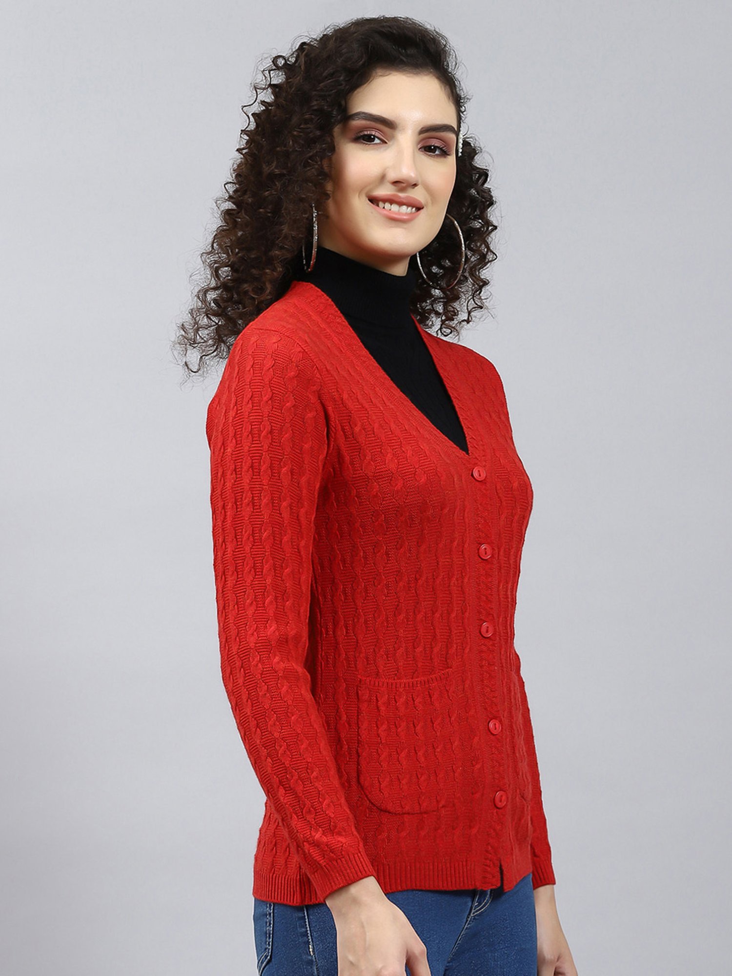 Monte Carlo Red Self Design Cardigan
