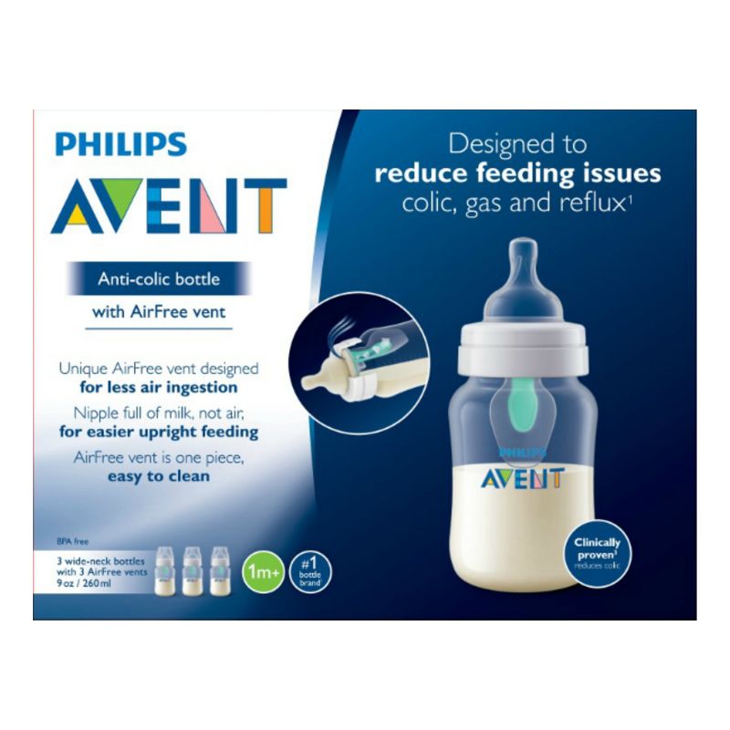 Philips Avent Anti-colic Bottle With AirFree vent - 9oz/3pk