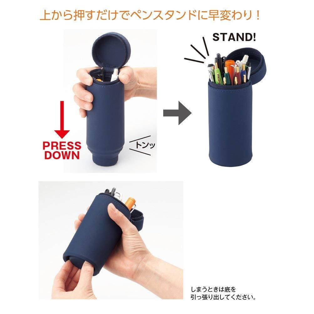 Lihit Lab., Inc. stand pen case smart fit Akutakuto navy A7692-11