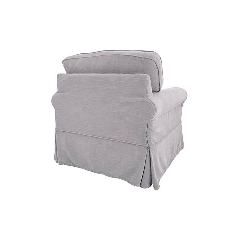 Home Furnishings Ashton Slipcover Round Arm Chair, Grey