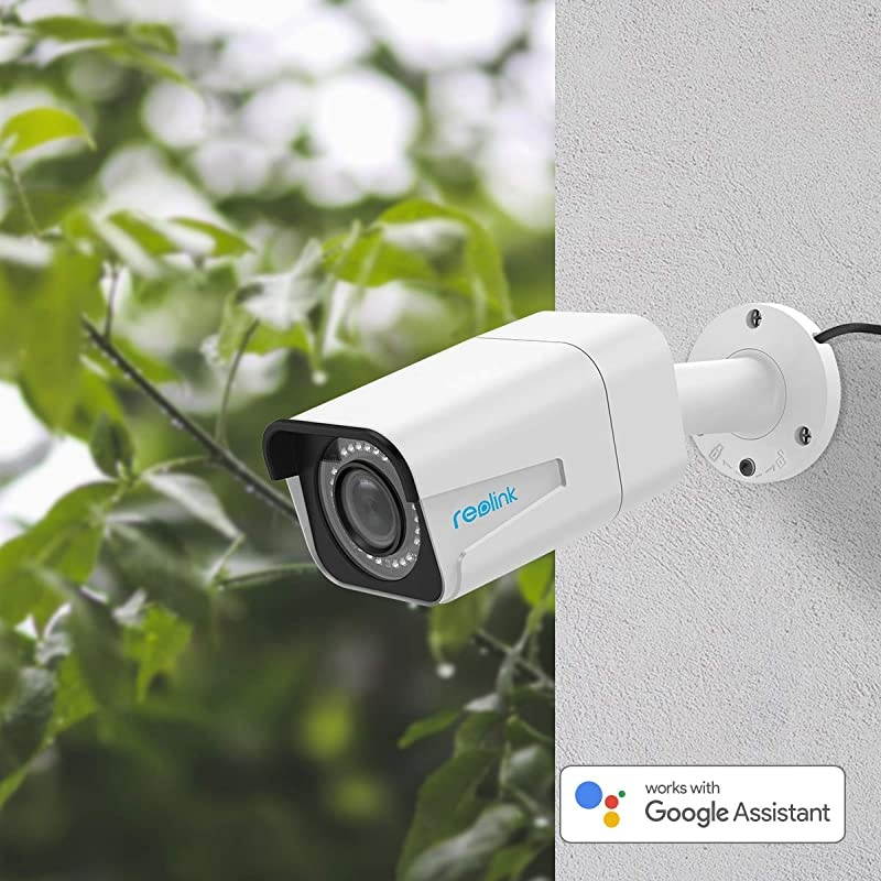 PoE Camera 5MP Super HD 4X Optical Zoom Outdoor Indoor Video Surveillance Work with Google Assistant, IP Security IR Night Vision Motion Detection with Phone App RLC-511