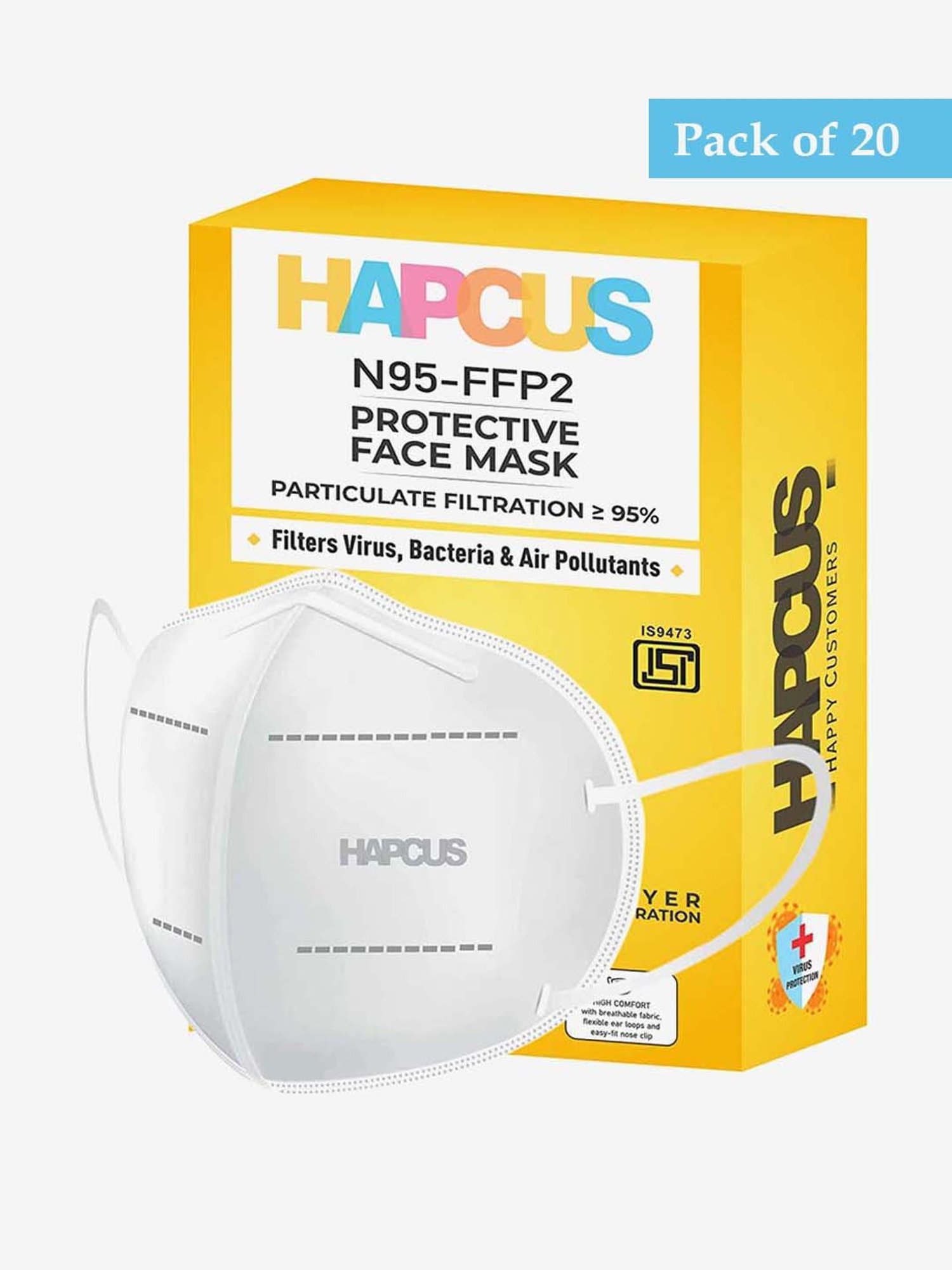 Magnum Flat Fold Duckbill NIOSH Certified N95 Mask (Pack of 20, White)