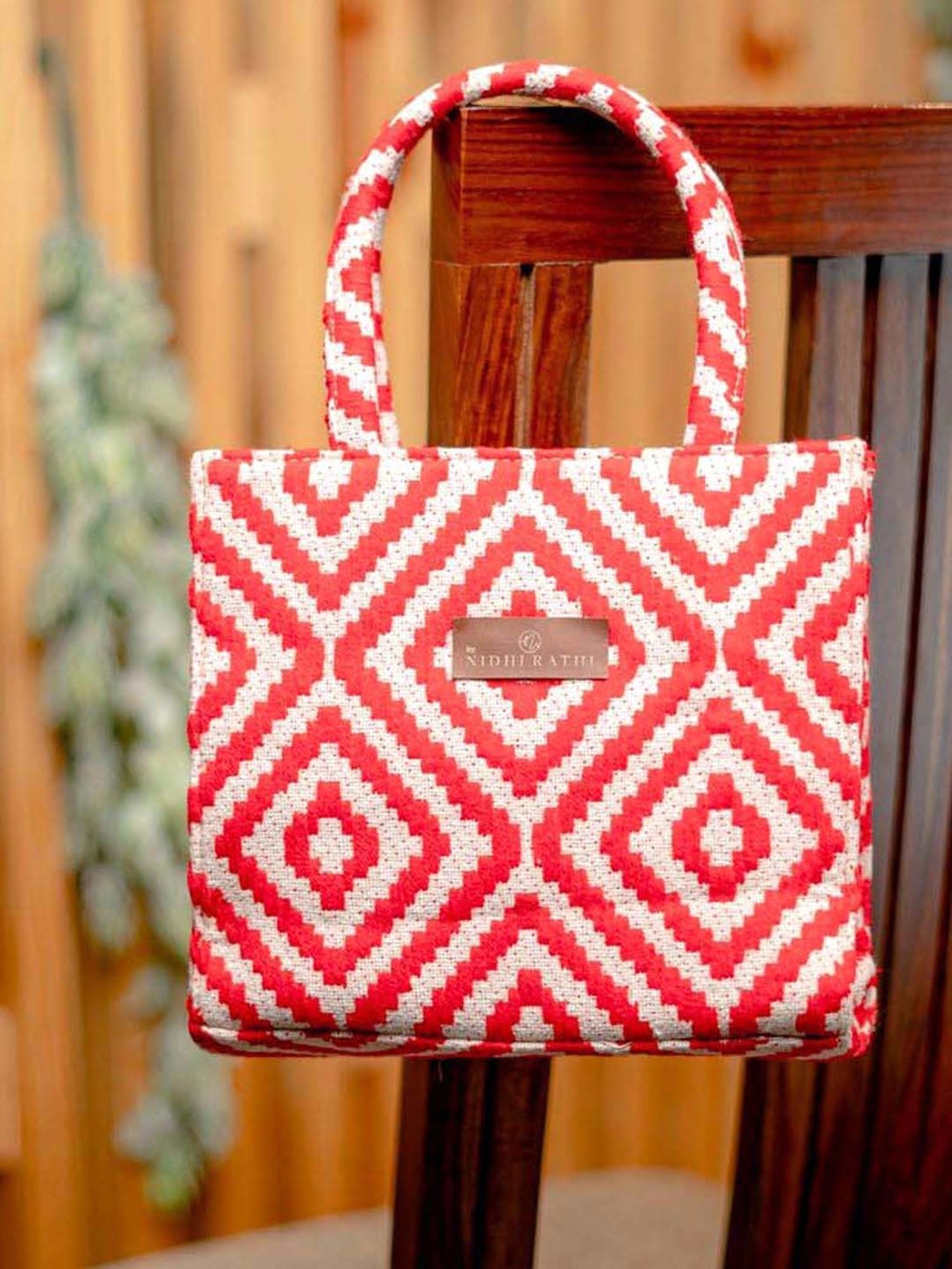 NR by Nidhi Rathi Red Textured Medium Handbag