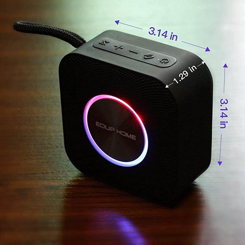 50 Bluetooth Speaker Stereo 15W with Mic Hand Free Call IPX7 Waterproof Louder Volume 12 H Playtime 80 Ft Wireless Range Speakers with Pulsating Lights for Home Party Music Black