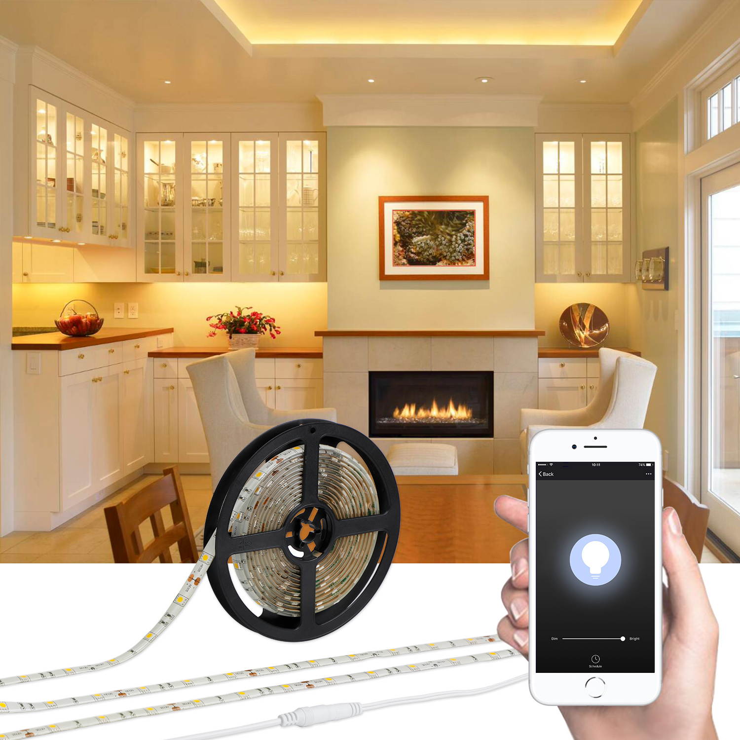 LITEdge 16.4ft LED WiFi Strip Light Compatible with Amazon Alexa - Warm White, IP65 Waterproof Rating, 36W Lighting Kit, UL Listed