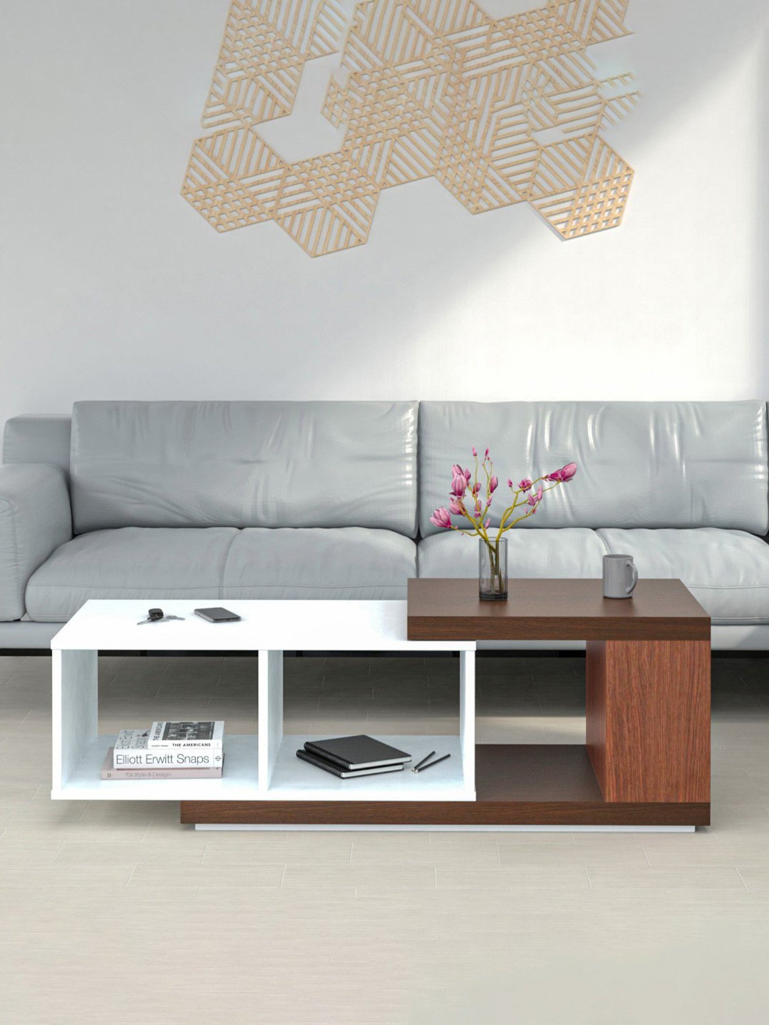 Nilkamal Mono Brown Engineered Wood Coffee Table with 2 Open Shelf & Extendable