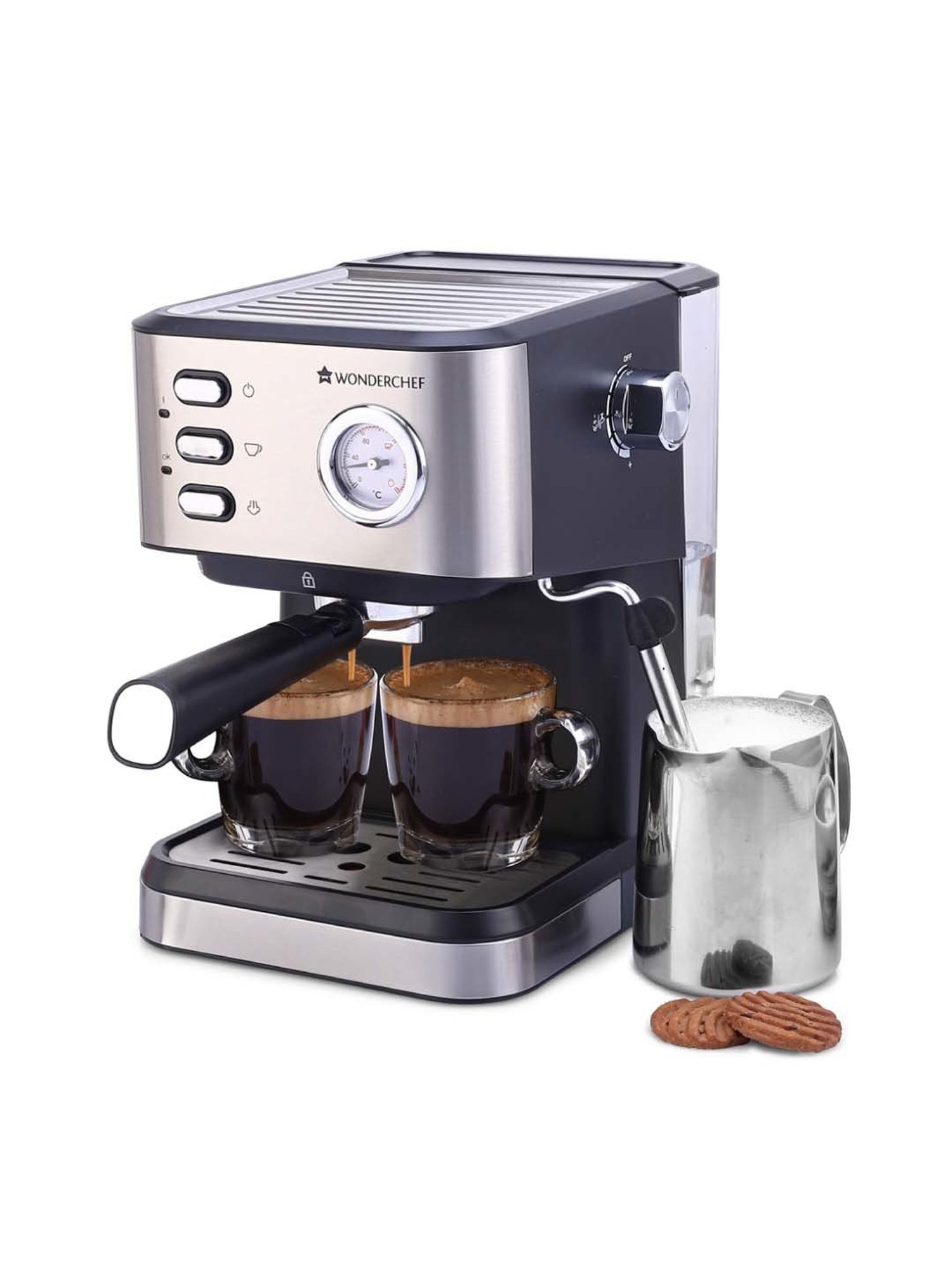 Wonderchef Regalia Capsule Coffee Machine with Frother (1400W, Black)