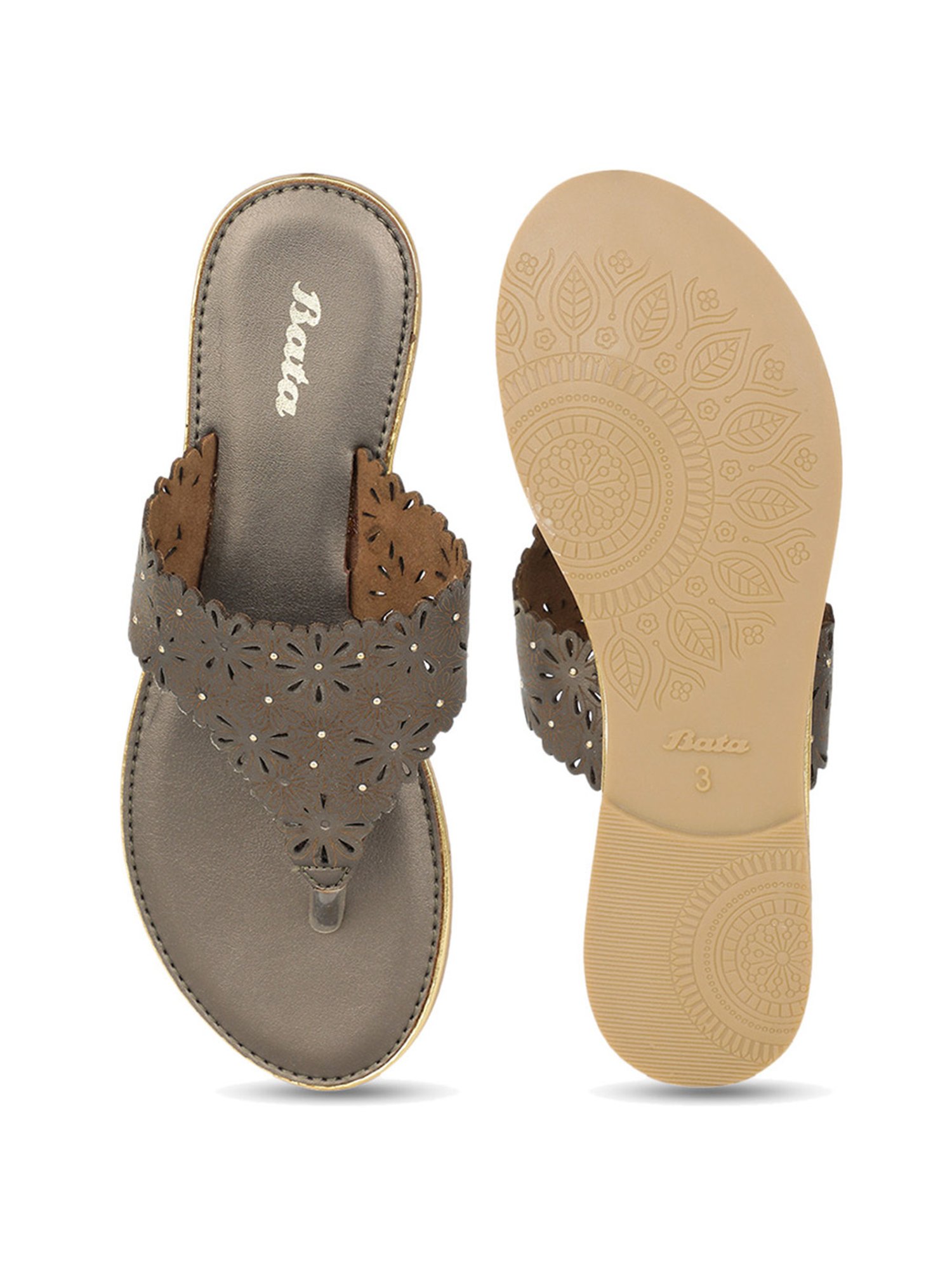 Bata Women's Grey Thong Sandals