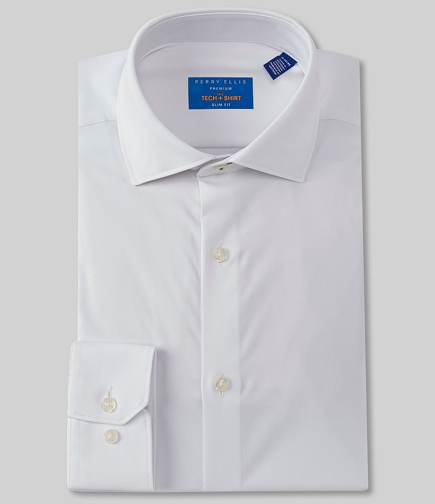 Psycho Bunny Non-Iron Modern Fit Spread Collar Solid Dress Shirt