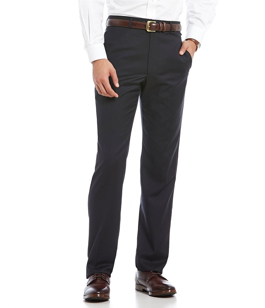 Santorelli Luxury Modern-Fit Flat Front Wool Dress Pants