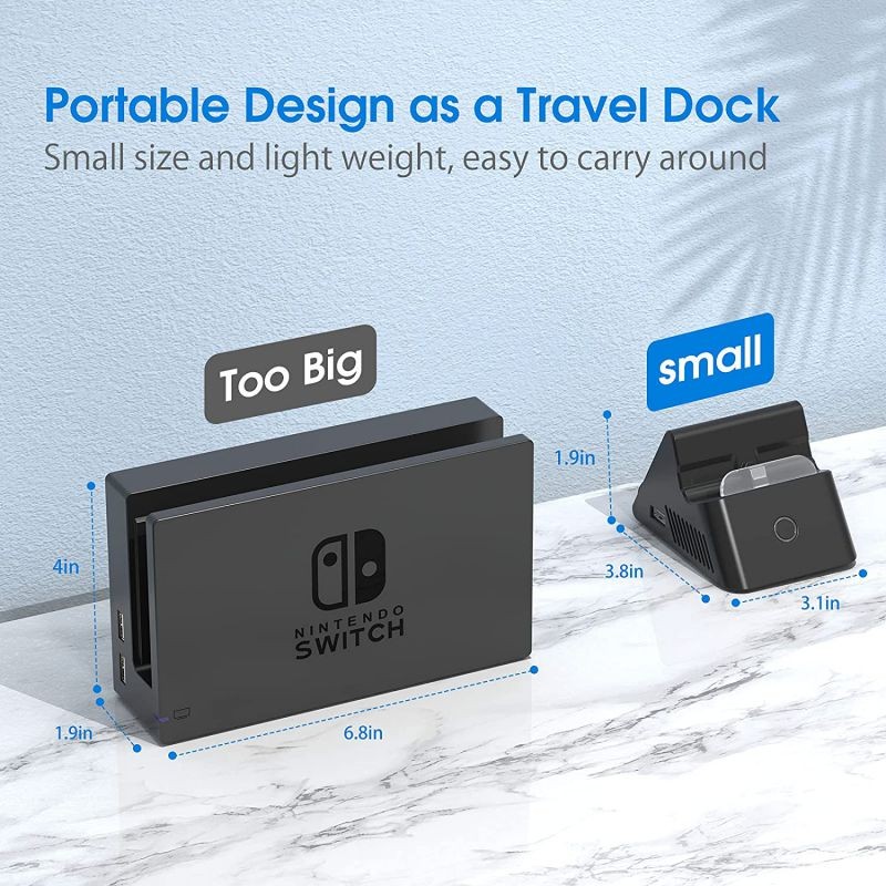 HEYSTOP Switch Dock for Nintendo Switch with HD HDMI, Portable Docking Station Replacement for Original Nintendo Switch Dock, TV Dock Compatible with Nintendo Switch with Type-C and USB 3.0 Port