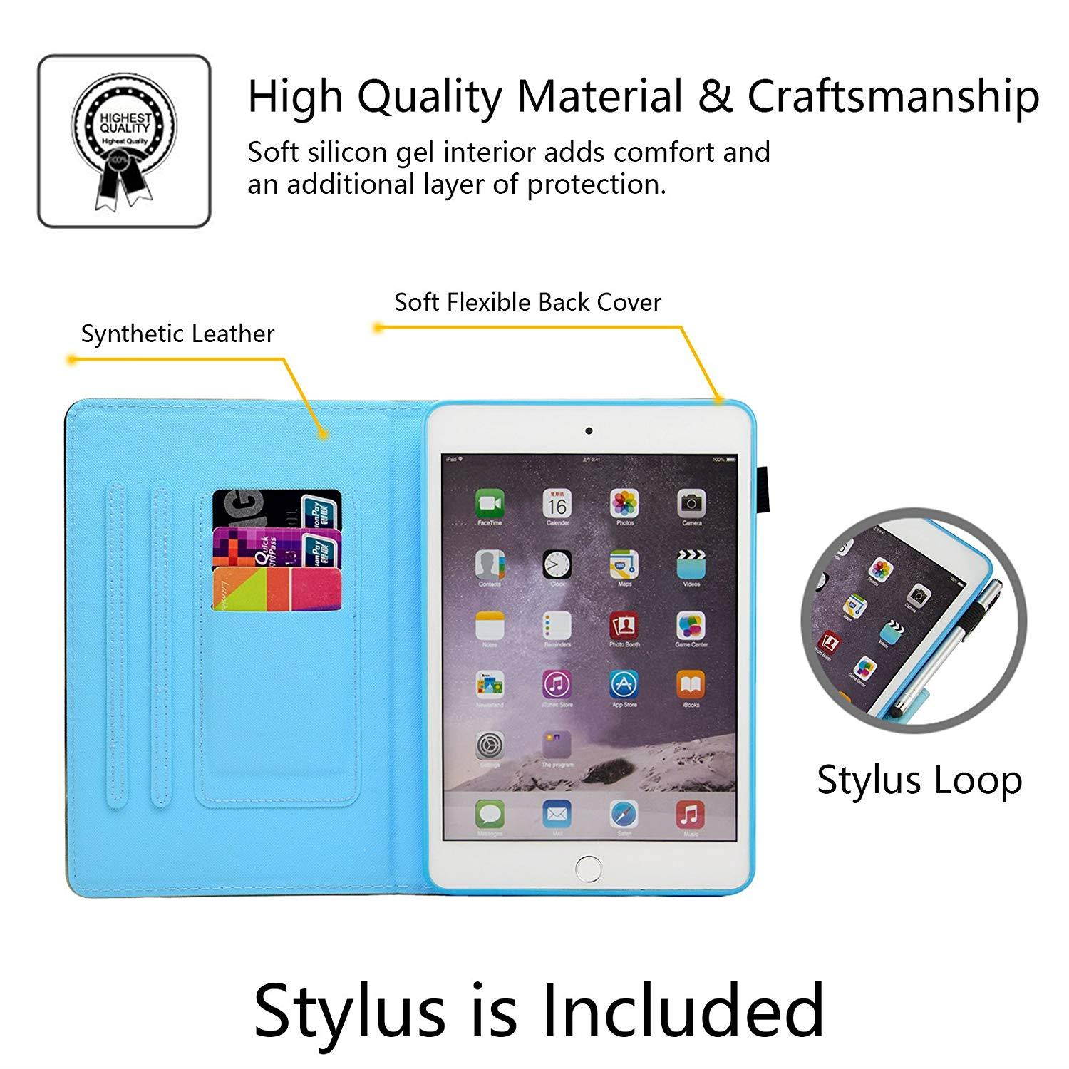 iPad 9.7 Inch 2018/2017 Case, iPad Air 2 Case, iPad Air Case, Casii Lightweight Premium Leather Case Cover Flip Stand with Auto Sleep/Wake for iPad 9.7 Inch 2018/2017, iPad Air/Air 2, Cute Cat