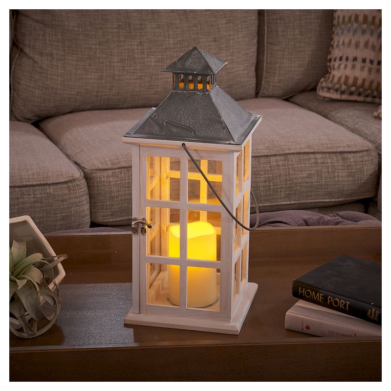 Smart Living Camden 16" LED Candle Outdoor Lantern - Antique White