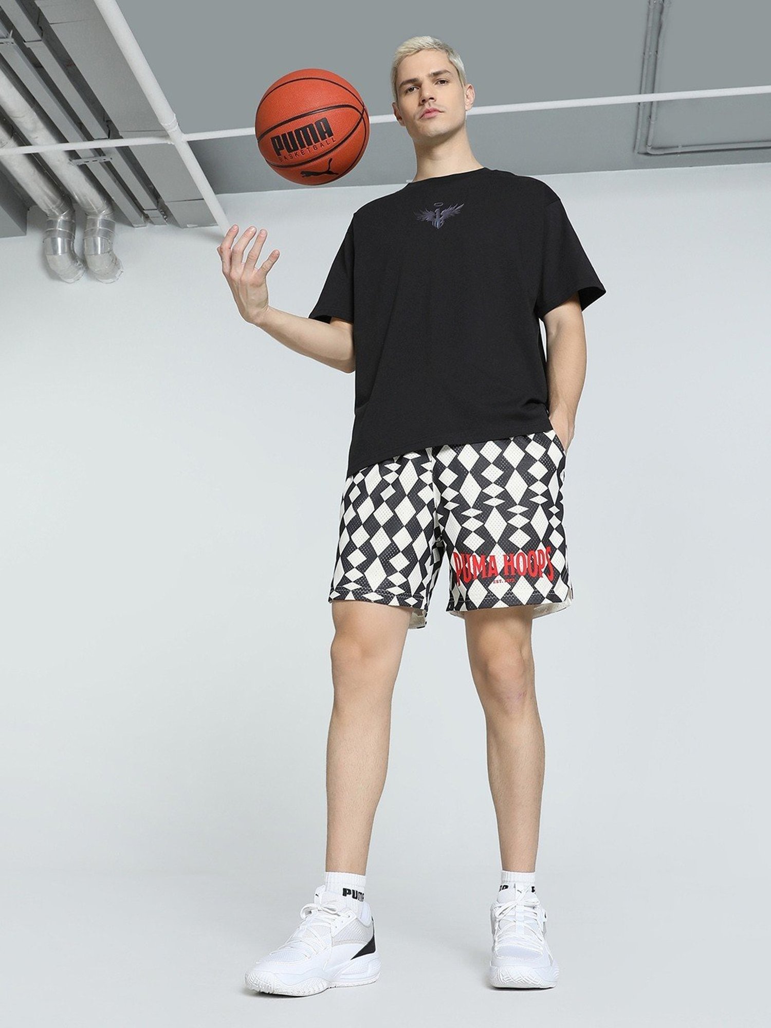 Puma MELO Black Regular Fit Printed Sports T-Shirts