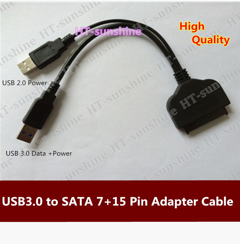 High Quality Usb 3.0 to Sata 7+15 pin Adapter Cable with Power for 2.5"/1.8" SSD HHD Hard Drive Disk