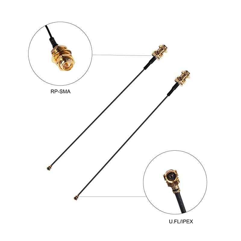 x 8dBi WiFi RPSMA Male Antenna 4GHz 58GHz Dual Band +x 15CM UFLIPEX to RPSMA Female Pigtail Cable for Mini PCIe Card Wireless Routers PC Desktop Repeater FPV UAV Drone and PS4 Build