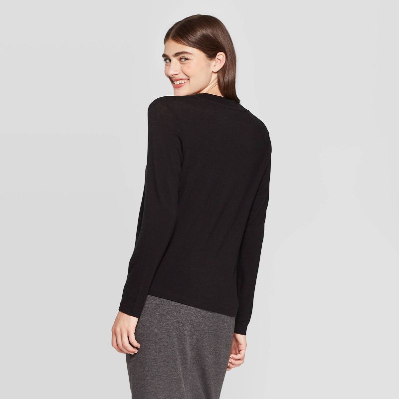 Women's Long Sleeve Deep V-Neck Jersey Blend T-Shirt - Prologue™ Black XXL