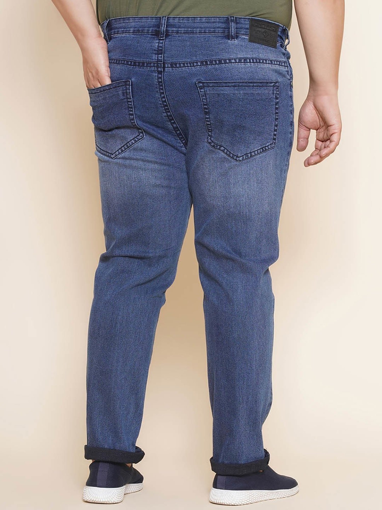 John Pride Blue Lightly Washed Regular Fit Plus Size Jeans
