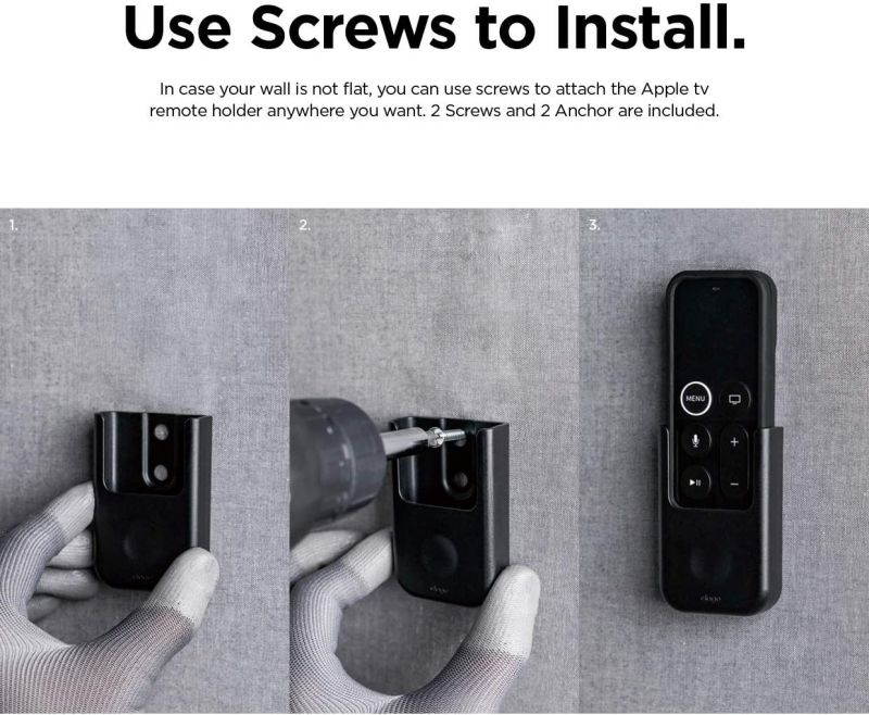 elago Apple TV Remote Holder Mount - [Gel Pad or Screw Options][Keeps It Secure][Cable Management] - Compatible with Apple TV Remote 4K / 4th Generation