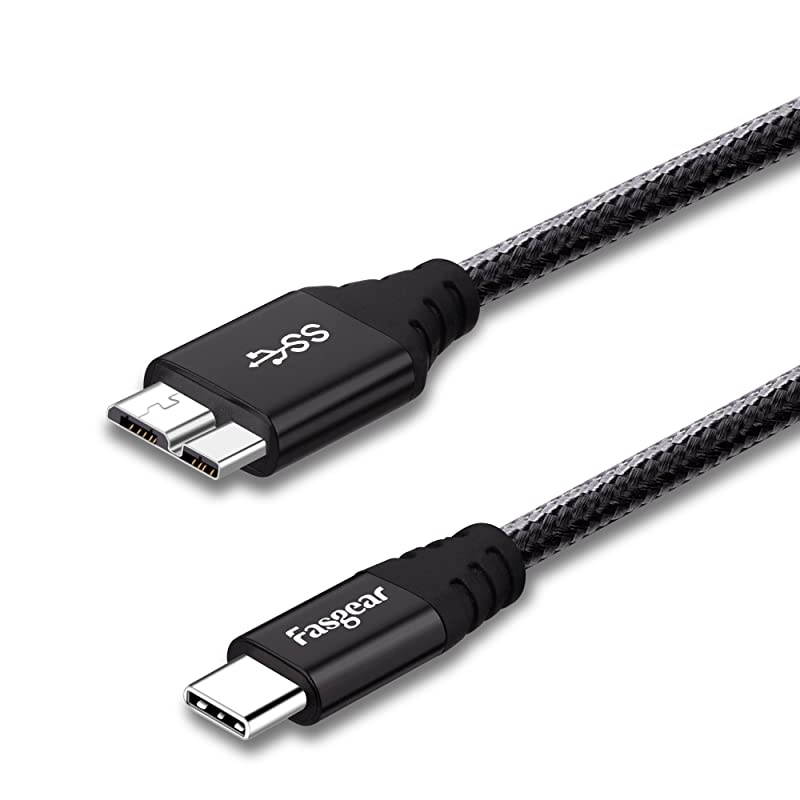 USB C to Micro 30 Cord 1Pack  Nylon Braided Metal Connector Type C 30 to Micro B Cable1ft Fast Charging Syncing Compatible with Toshiba Canvio Galaxy S5 Note 3 and More 1ft Black