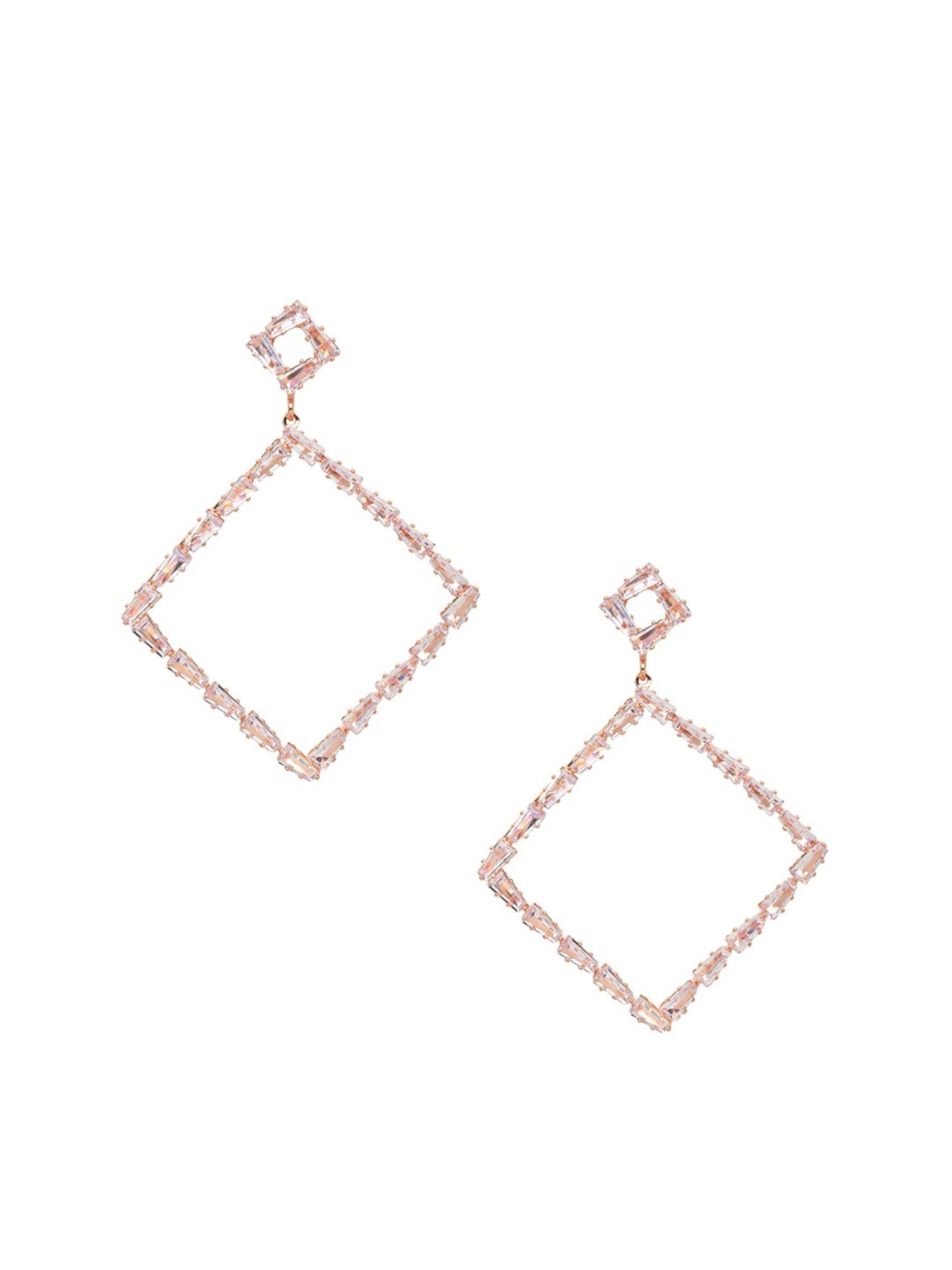 YouBella Contemporary Rose-Gold Tone White Dangler Earrings for Women