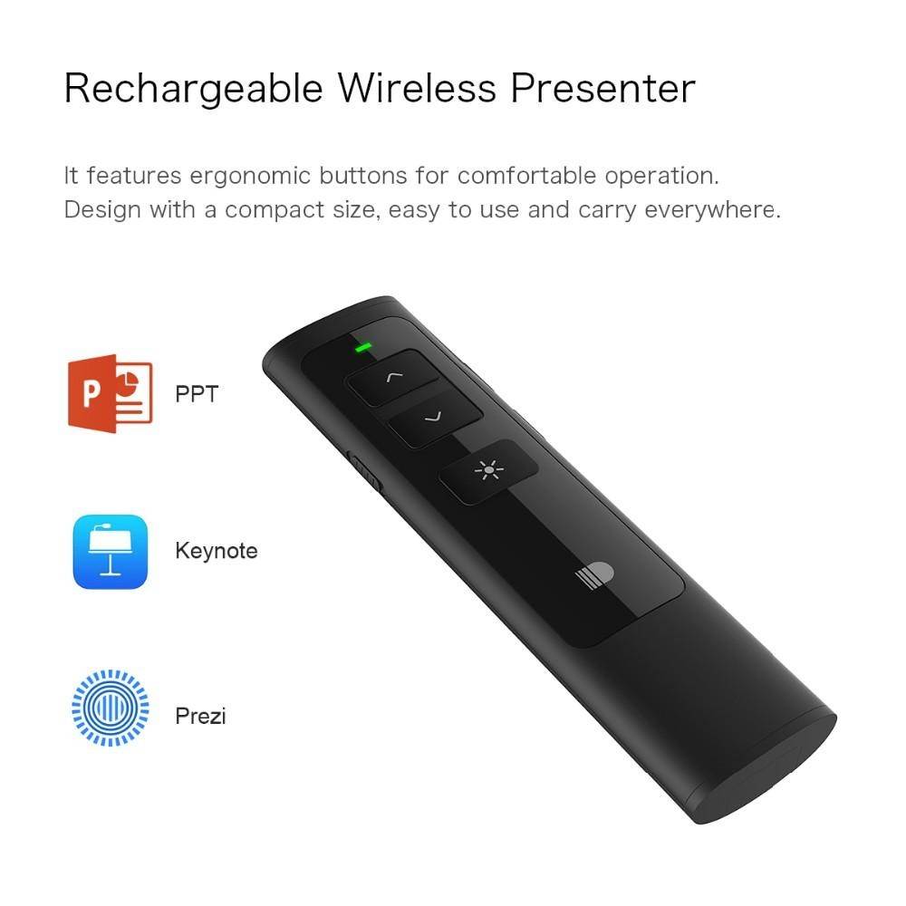 Doosl Rechargeable 2.4GHz Wireless Powerpoint Presentation Presenter Pointer-black - Black (black)