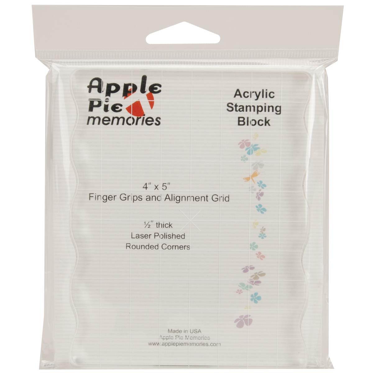 Apple Pie Memories Acrylic Stamp Block With Grips & Grid-4"X5"X.5" Thick