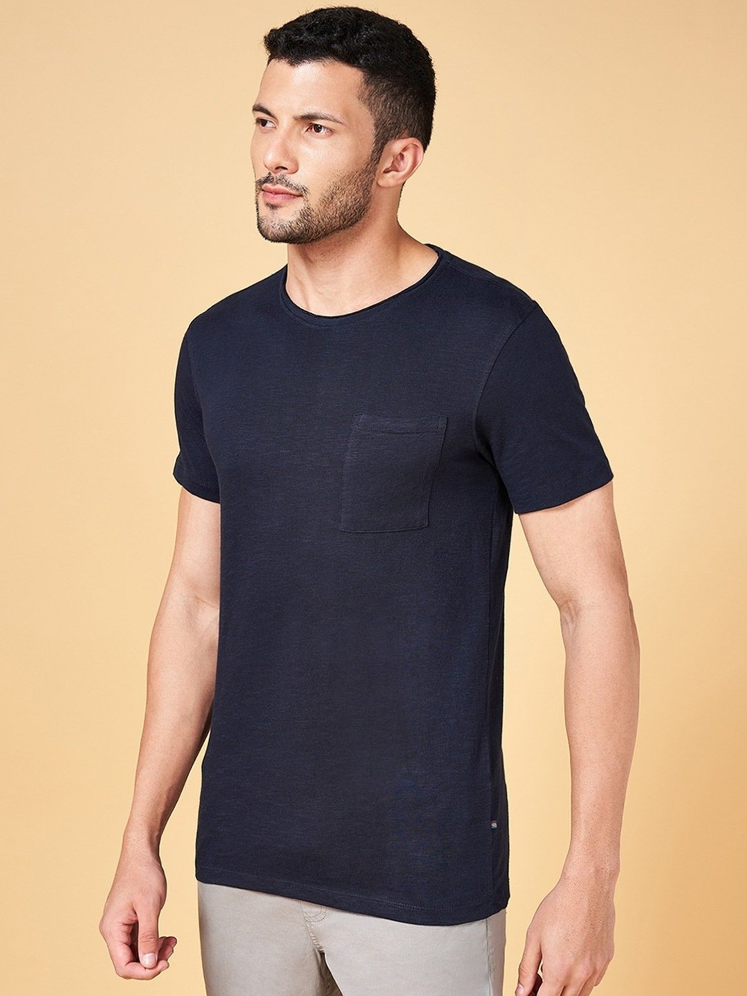Urban Ranger by Pantaloons Navy Cotton Slim Fit T-Shirt