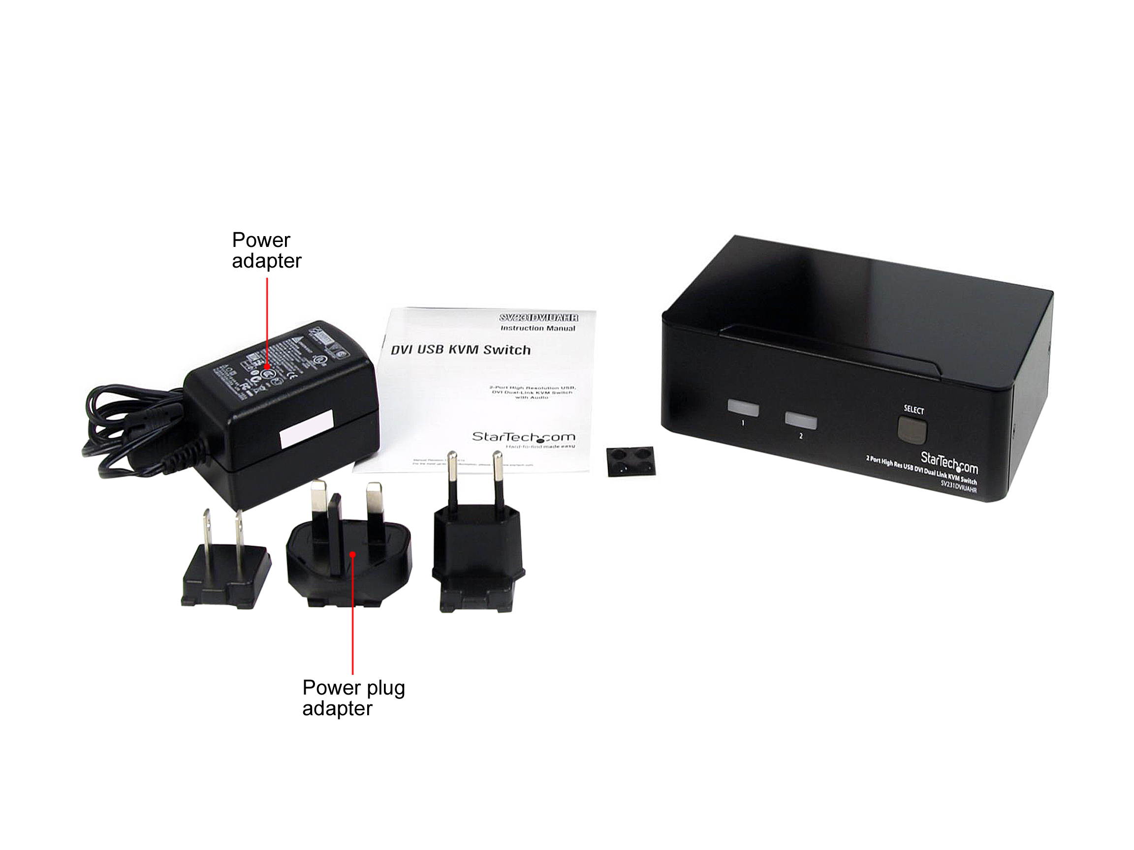 StarTech.com SV231DVIUAHR 2 Port High Resolution USB DVI Dual Link KVM Switch with Audio