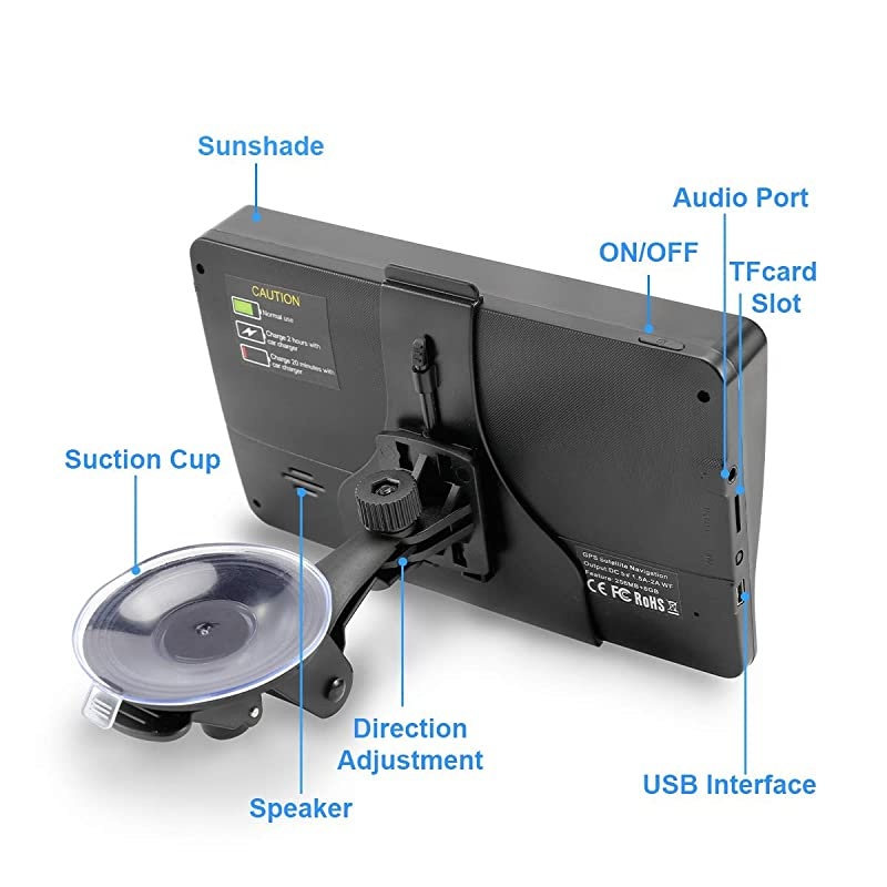 GPS Navigation for Car,  7 Inch HD Touch Screen Lifetime Maps Update Car GPS Navigation System 8GB Portable SAT NAV Vehicle Navigator with Driver Alerts Real Voice Spoken Turn-by-Turn Direct