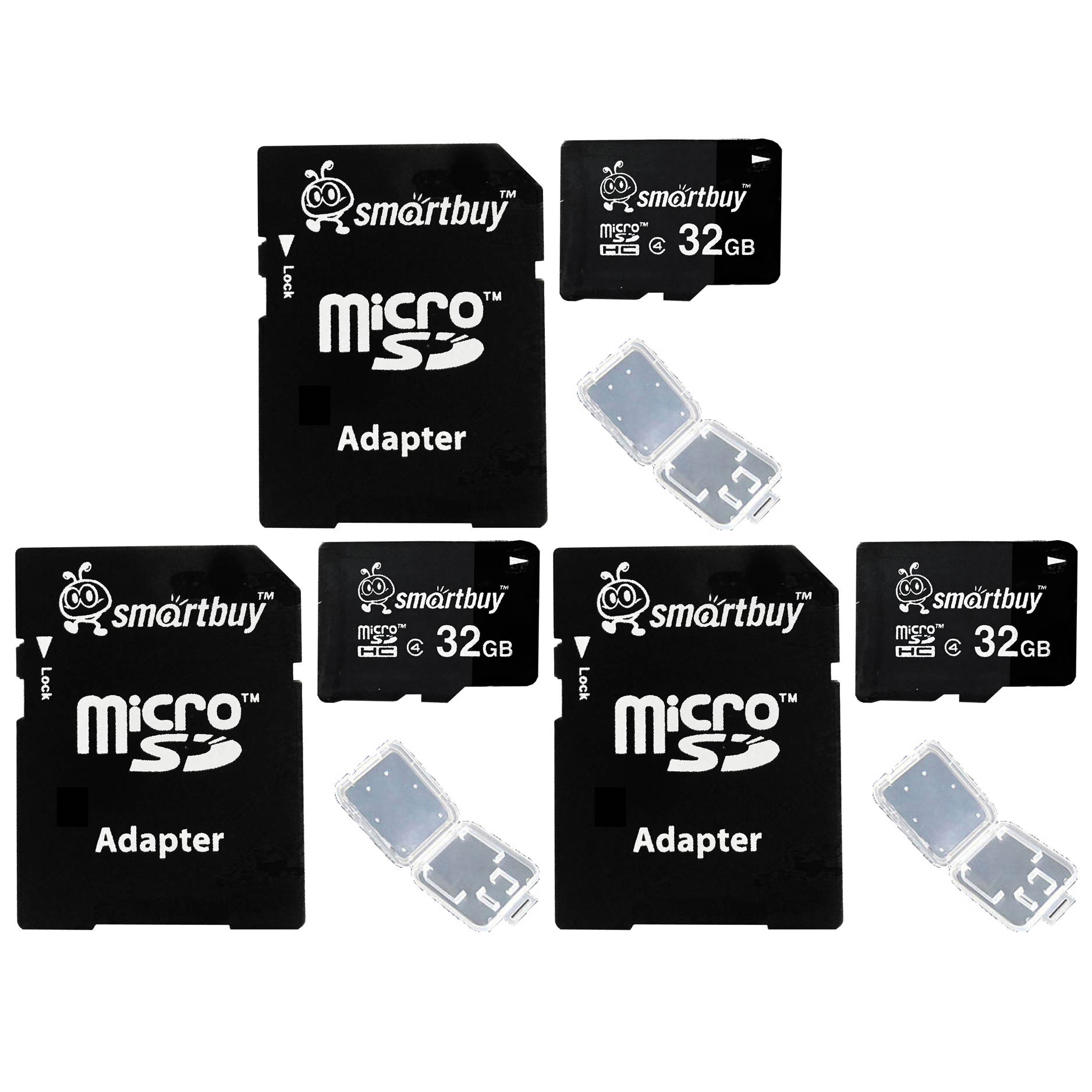 Smartbuy Micro SDHC Class 4 TF Flash Memory Card SD HC C4 For Camera Mobile Phone Tab GPS MP3 TV + Adapter + Mini Case (4GB - 10 Packs)