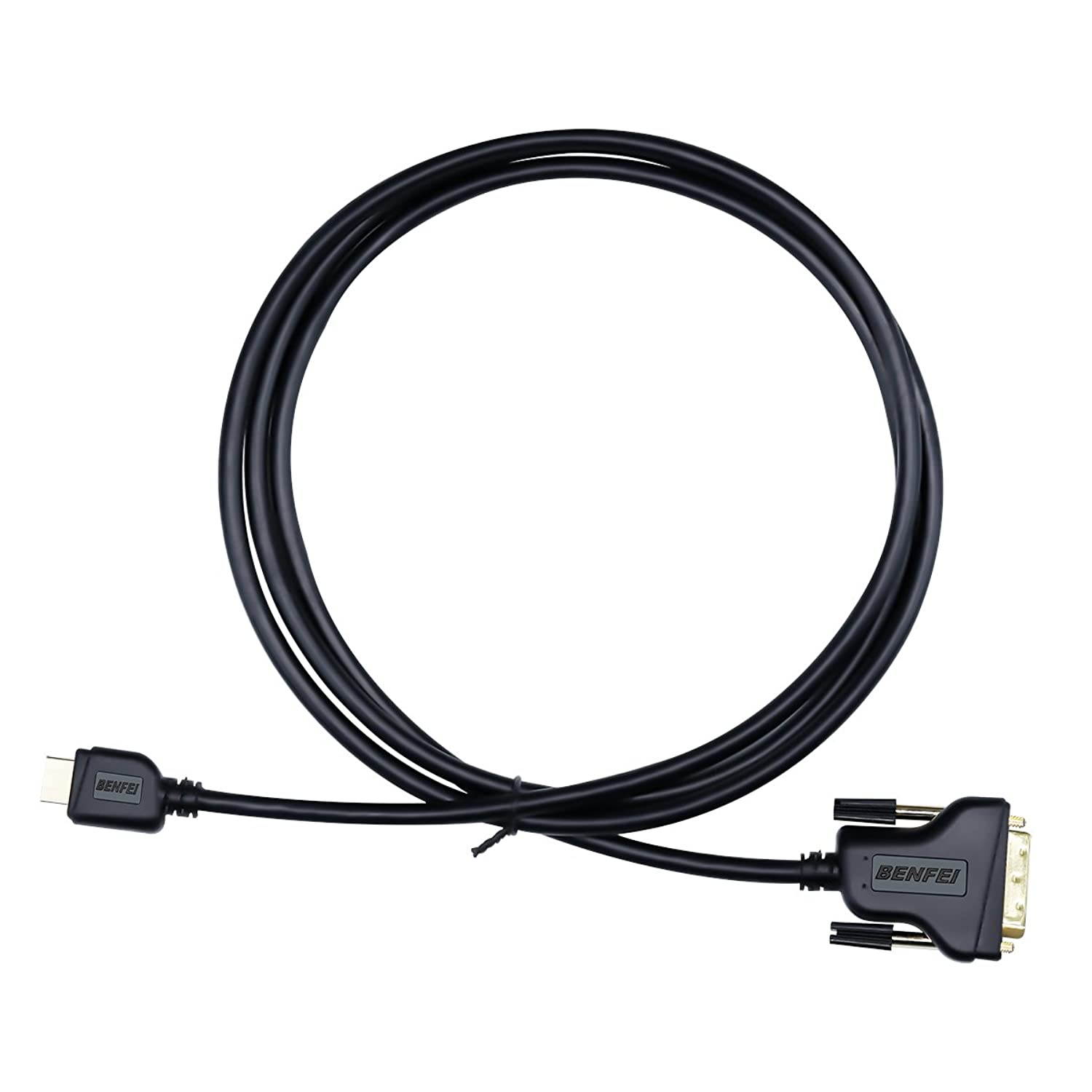 HDMI to DVI, Benfei HDMI to DVI Cable Bi Directional DVI-D 24+1 Male to HDMI Male High Speed Adapter Cable Support 1080P Full HD Compatible for Raspberry Pi, Roku, Xbox One, PS4 PS3, Graphics Card