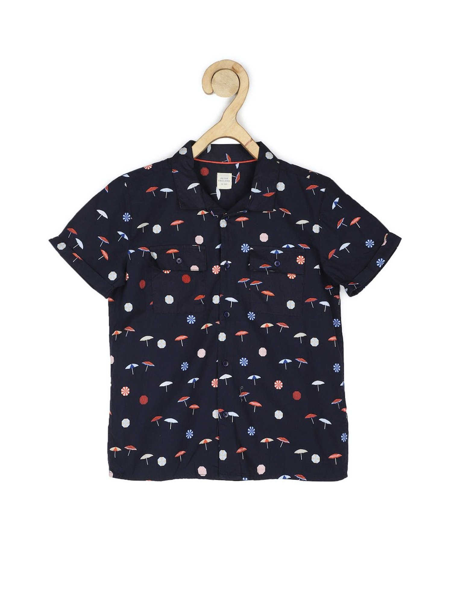 Peter England Kids Navy Printed Shirt