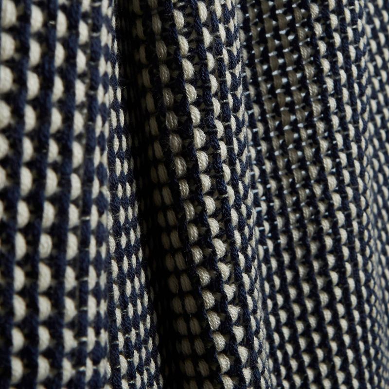 50"x60" Solid Throw Blanket with Pom-Poms Navy/Natural - Patina Vie