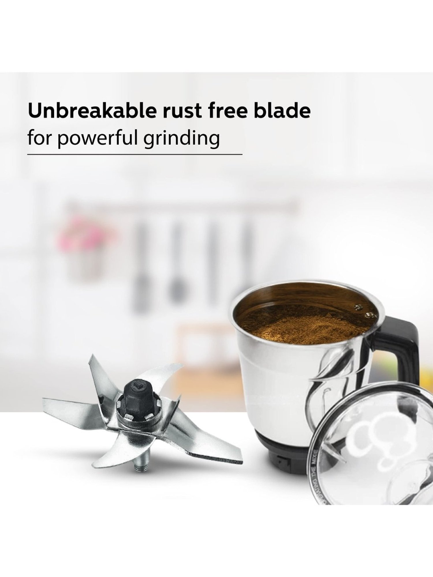 Philips HL770300, 1000 Watt Mixer Grinder Copper Motor with 4 Jar (White)