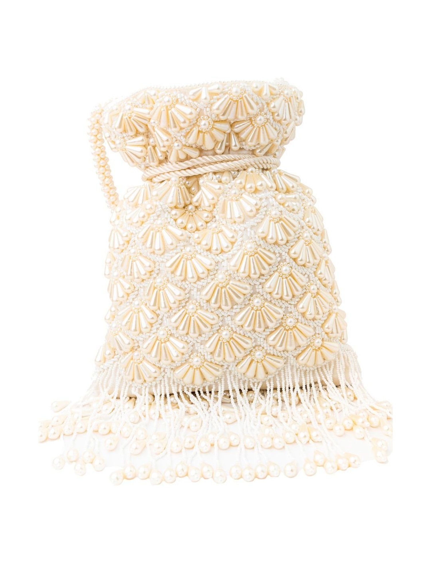 NR by Nidhi Rathi White Embellished Potli