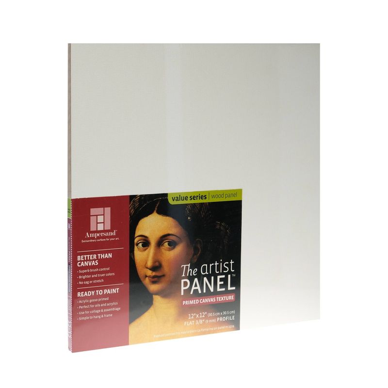 Ampersand The Artist Panel Canvas Texture Flat Profile, 12"x12" - 2pk