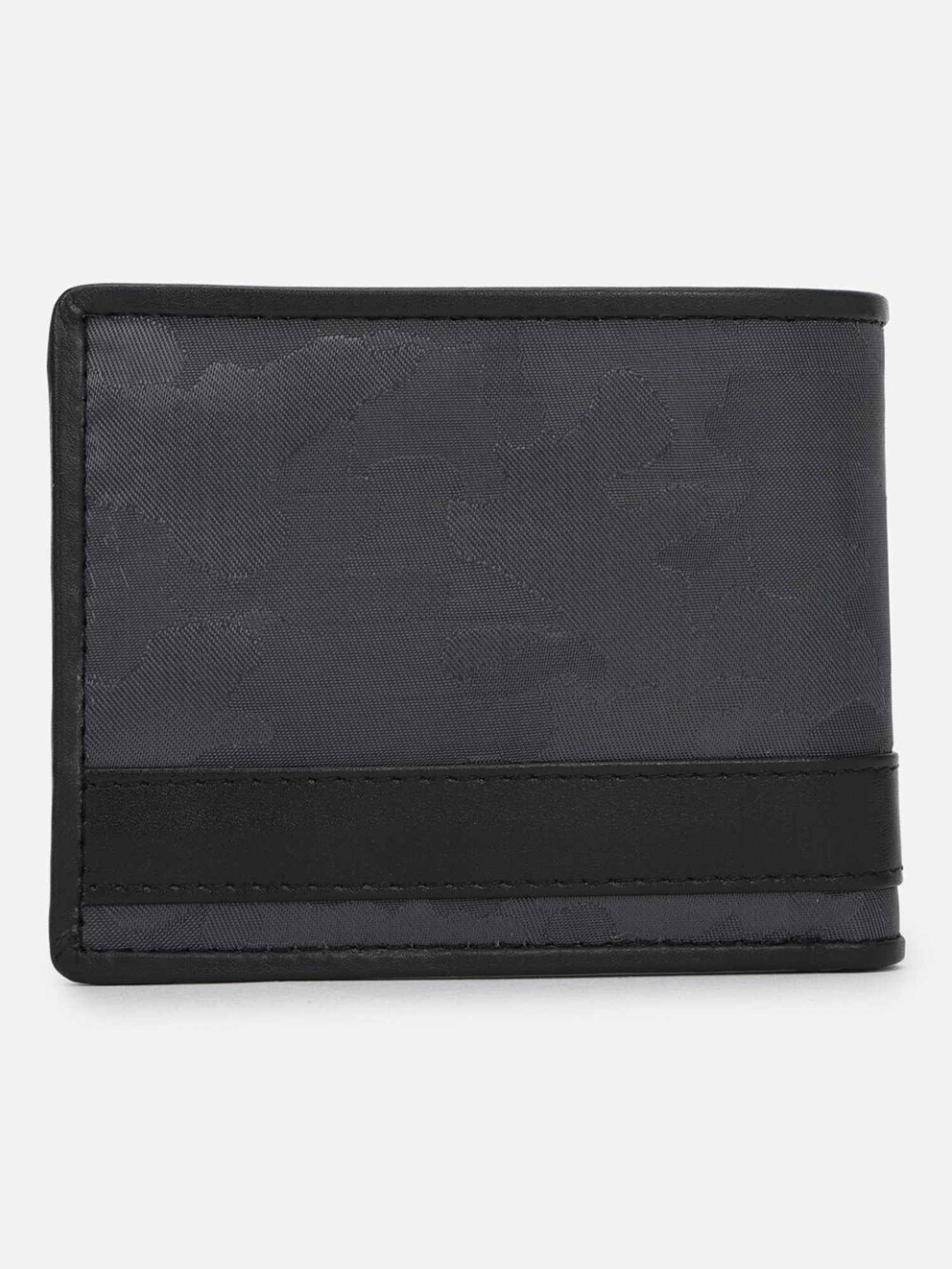 Louis Philippe Grey Leather Paneled Bi-Fold Wallet