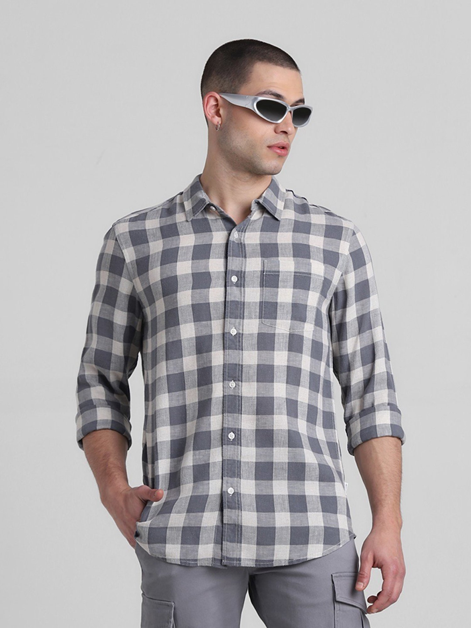 Jack & Jones Smoked Pearl Cotton Regular Fit Checks Shirt