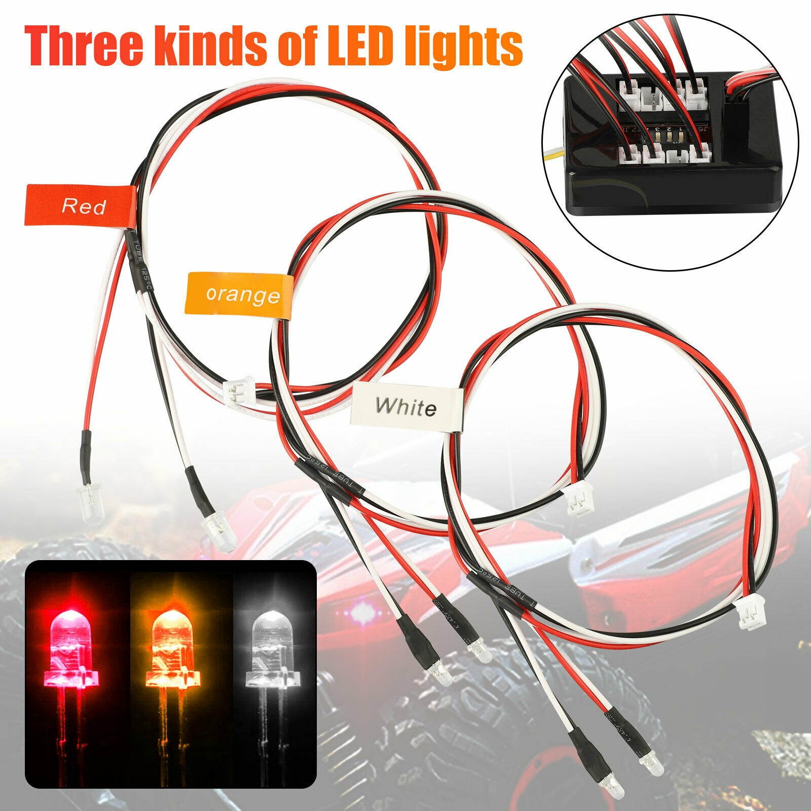 Brake  Headlight  Signal 12 LED Light Kit Fit 1:10 RC Car Truck 2.4ghz PPM FM