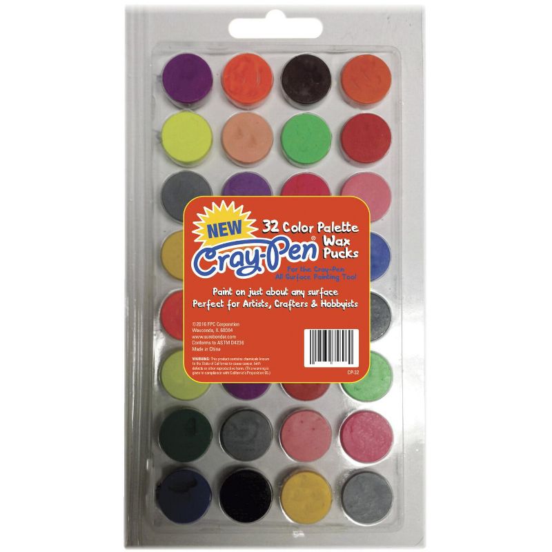 Surebonder Craypuck Wax Pallet for Cray-Pen, Assorted Colors, set of 32