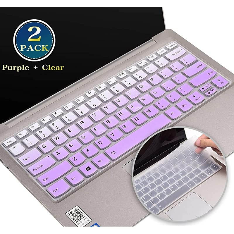 Lenovo Yoga 730 Keyboard Cover , Silicone Keyboard Skin Lenovo Flex 15/Flex 14, Lenovo Yoga C740 C940 C930 13.9 Inch,Lenovo Yoga 720 13.3" 12.5" Protector(Purple+Clear)