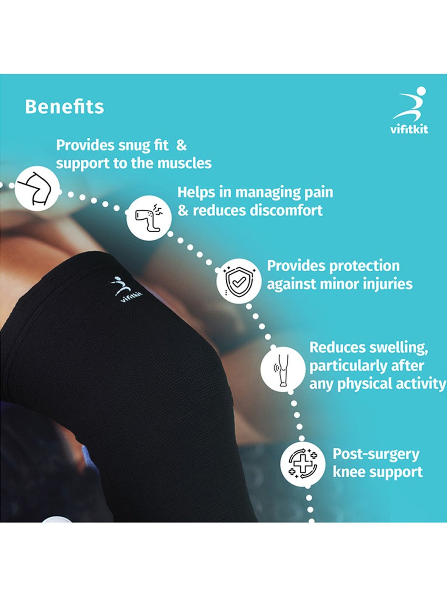 Vifitkit Knee Support for Men and Women (Black) Size - XL