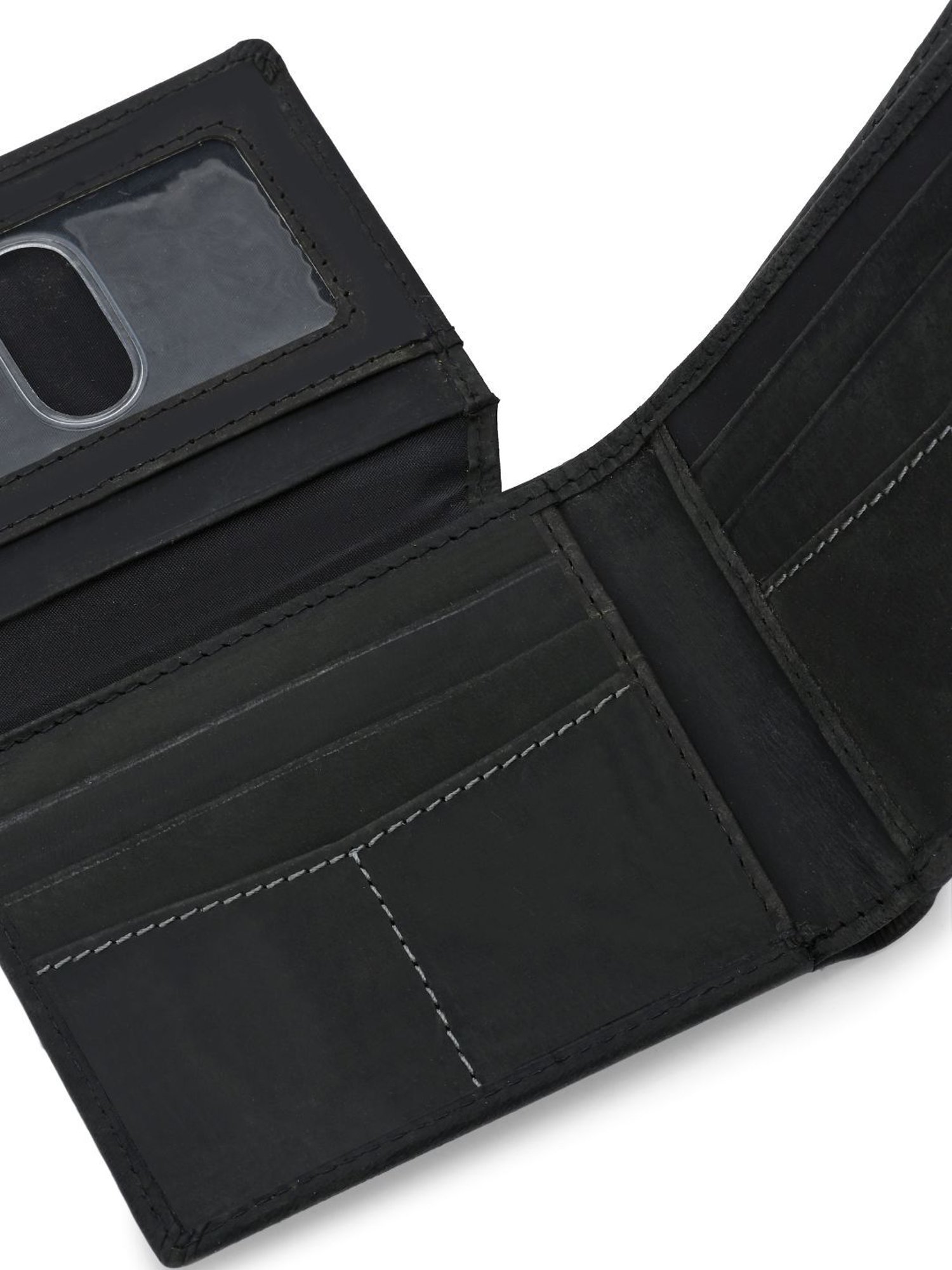 Clog London Dark Grey Textured Leather Small Bi-Fold Wallet for Men