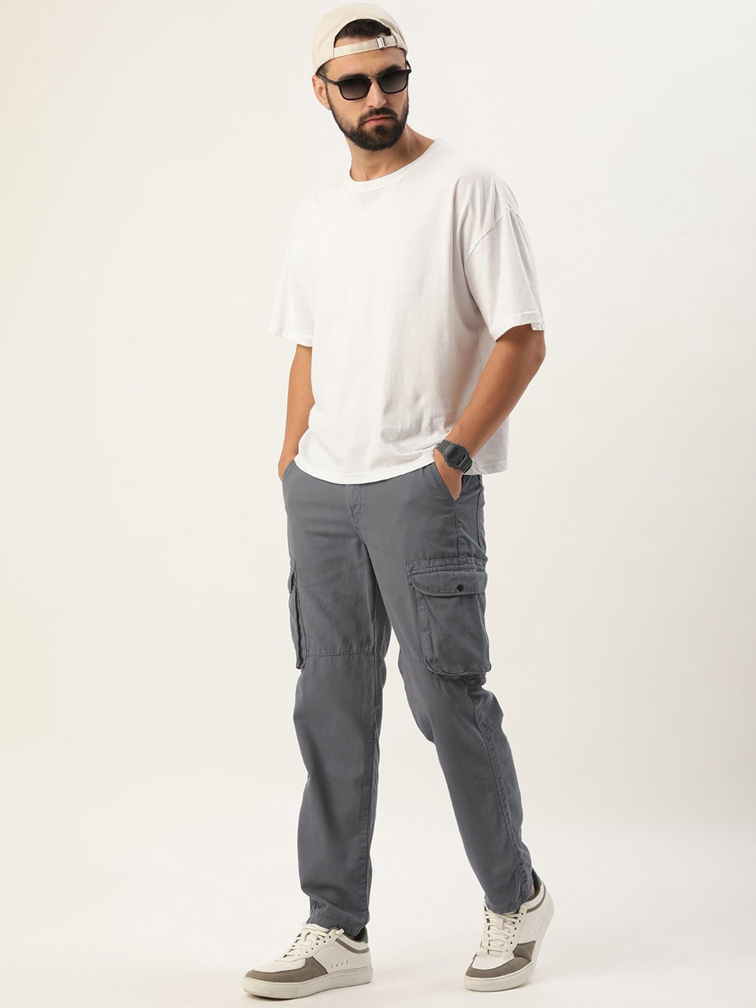 IVOC Grey Regular Fit Cotton Cargos