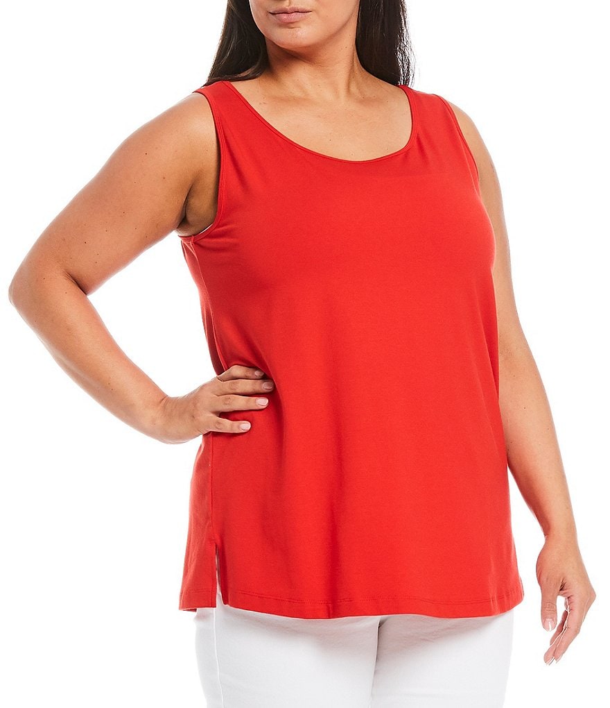 John Mark Plus Size Soft Bamboo Knit Scoop Neck Sleeveless Tank