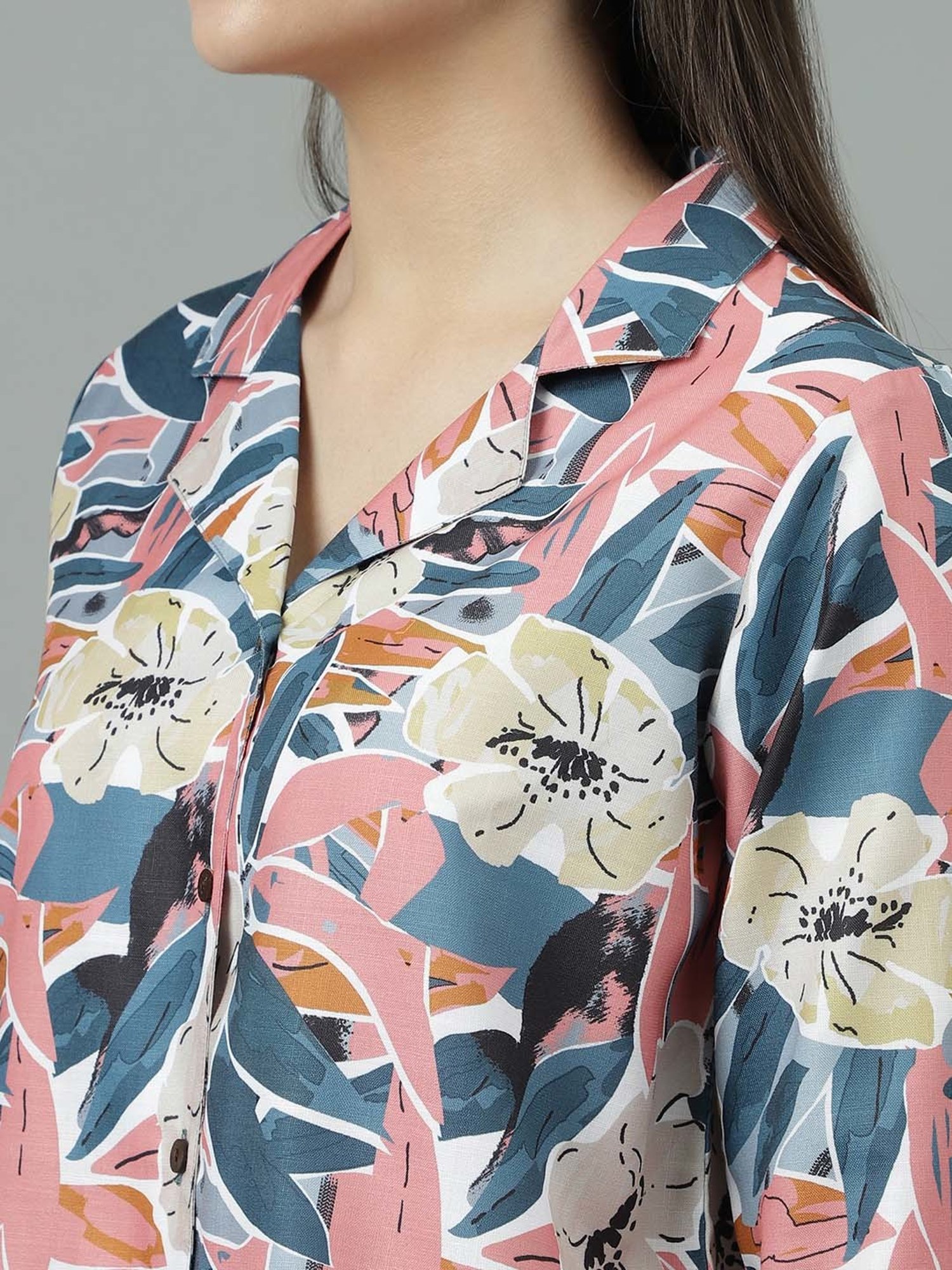 Sringam Multicolored Cotton Printed Shirt Pant Set