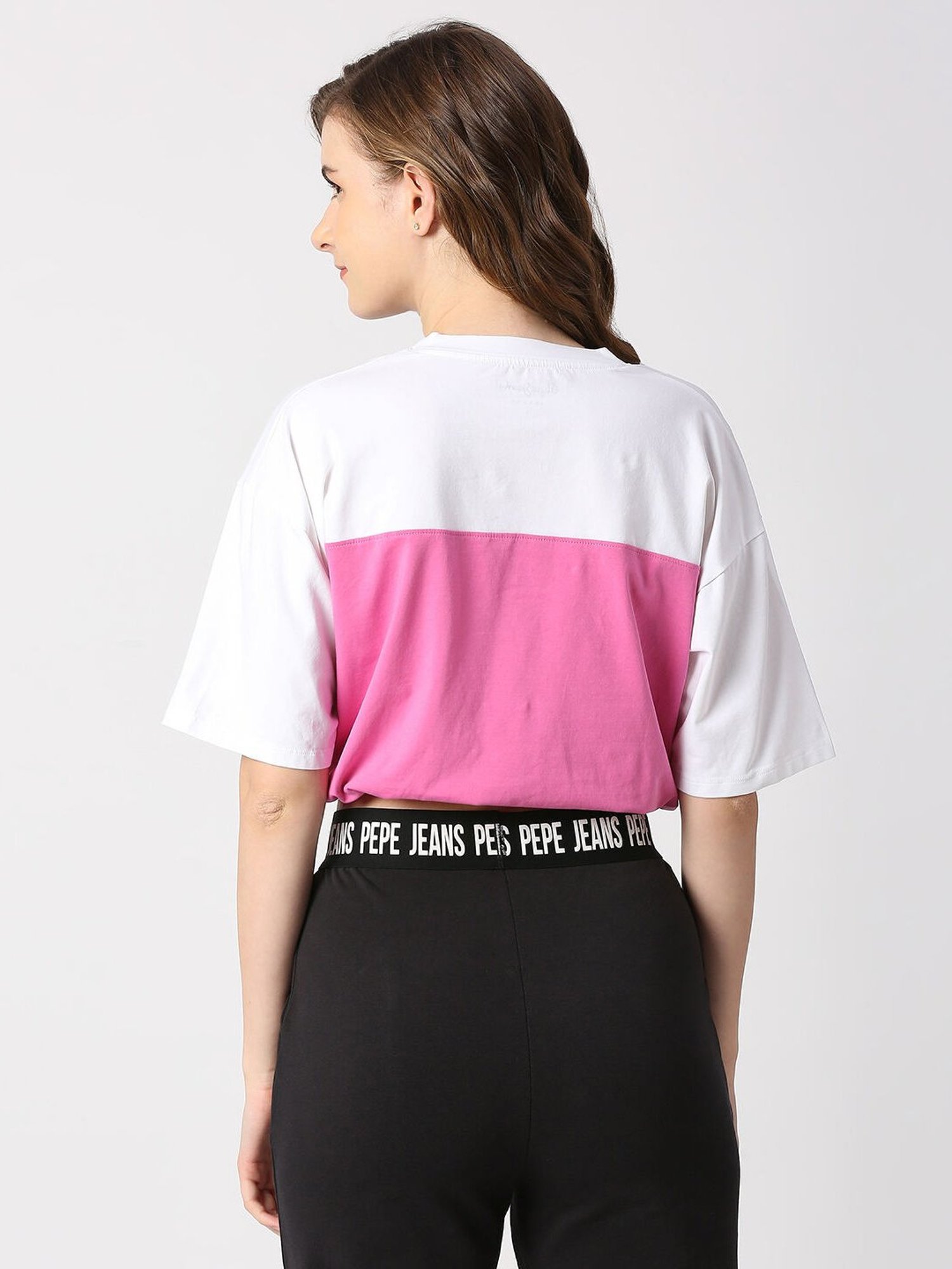 Pepe Jeans White & Pink Color-Block T-Shirt