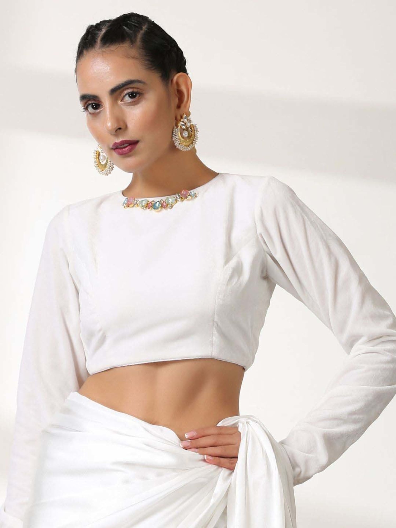 Swtantra White Plain Readymade Blouse