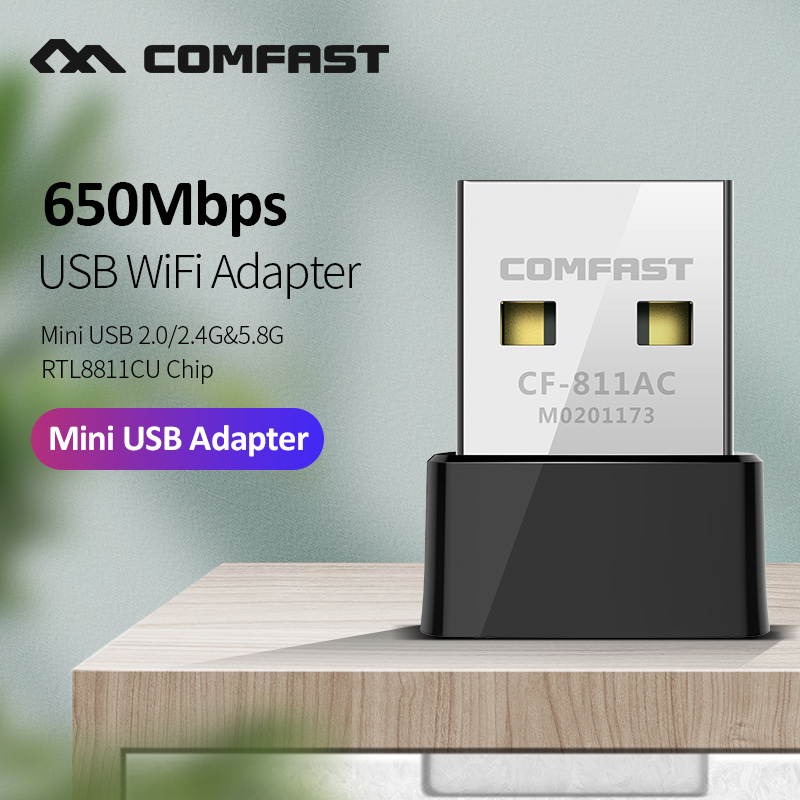 650Mbs USB Wireless 2.4G&5G Wifi Adapter High Speed Network Card RTL8811 Dual Band 802.11 AC Antenna For Laptop Desktop